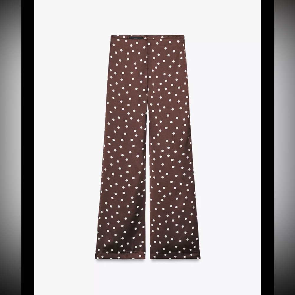 Zara high waisted satin pants polka dot s